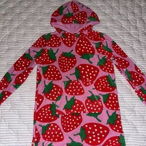 Boden Kids Hoodie with Strawberry Print - Red and Pink